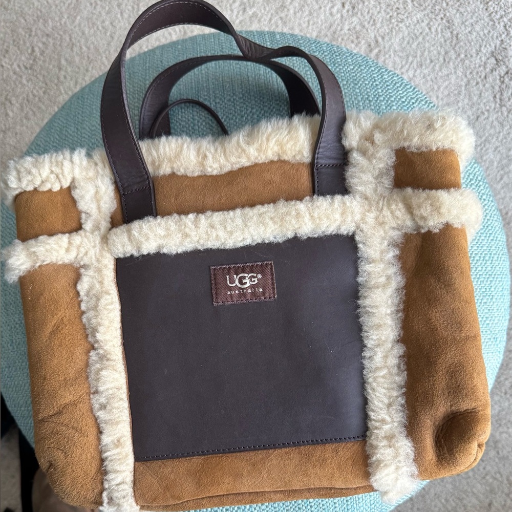 Ugg brown tan sheepskin tote bag